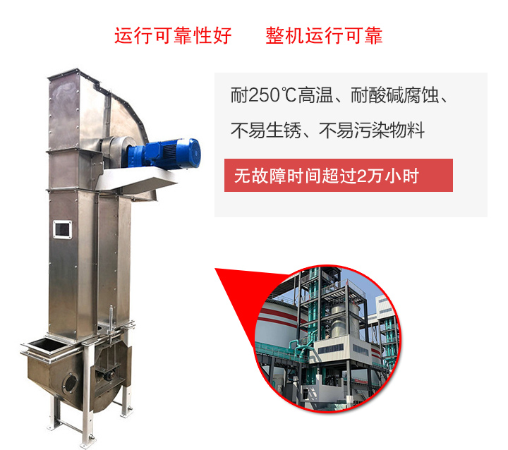 不銹鋼斗式提升機耐腐蝕、耐高溫、不易生銹、干凈衛(wèi)生